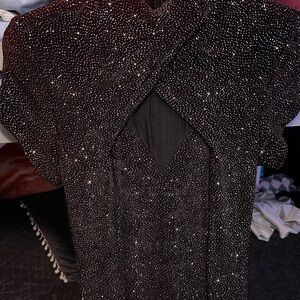 nightway collections black sparkle long formal dress